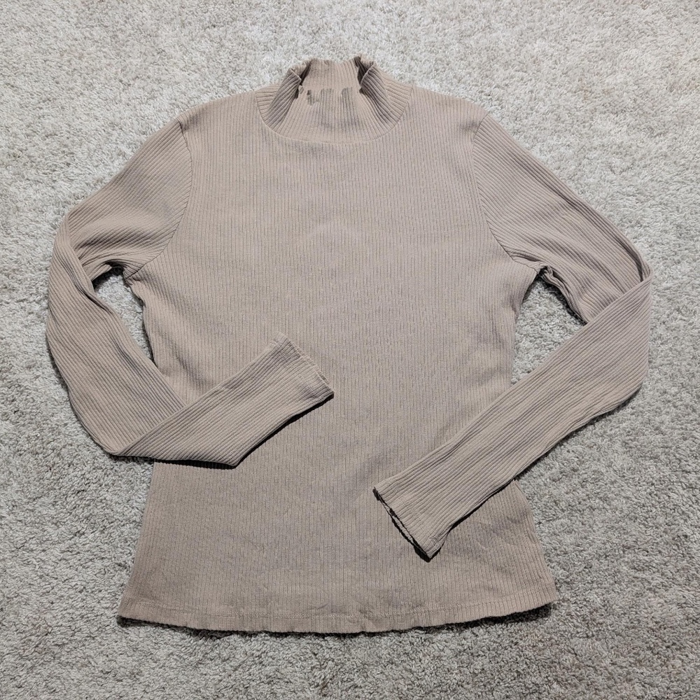 ANTHROPOLOGIE MAEVE Mock Neck Ribbed Knit Long Sleeve Top - Picture 2 of 6